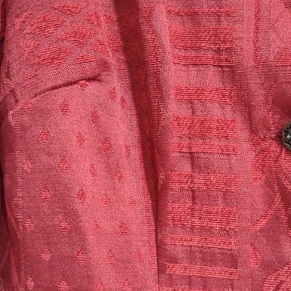 DRESS BARN RED VELVETY BLAZER 5 BUTTON HOLIDAY JACKET CHOKER COLLAR SIZE S - Picture 10 of 10